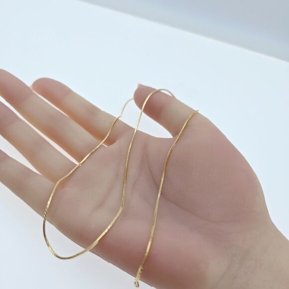 Shiny Rose Gold Herringbone Chain Necklace, Gold Plated Brass, XPNL0040 - Picture 12 of 12